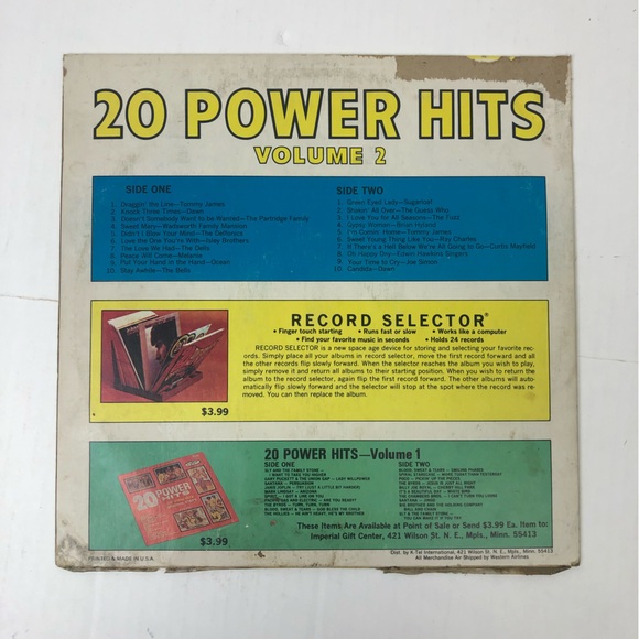 Vintage 20 Power Hits Vinyl Record 12” Album K-Tel Records Pop Rock Music - Picture 2 of 4